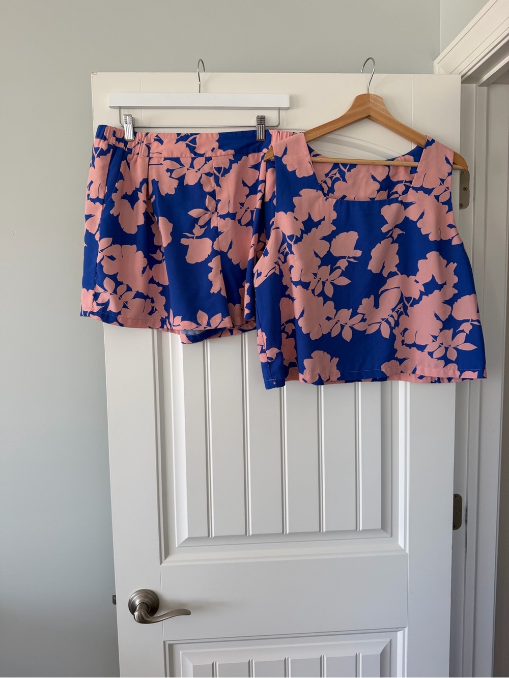 Womens Blue & Pink Floral Shorts
